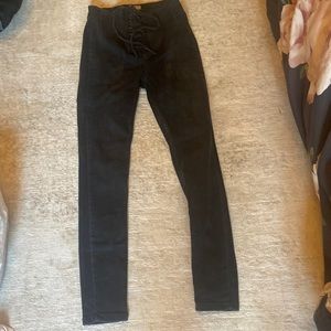 Free people - lace up black denim skinny jeans